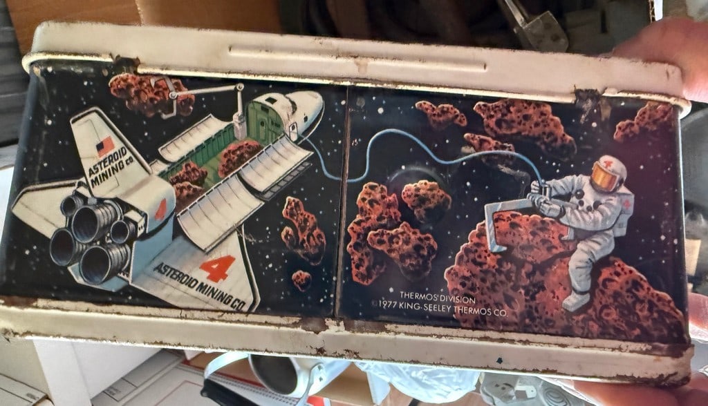 Vintage 1977 Thermos "Asteroid Mining Co." Metal Lunchbox - 2