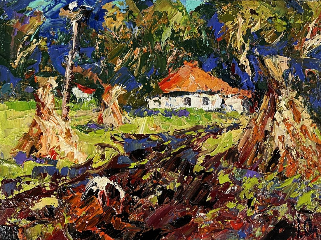 Oil painting The Stork Visited the Village Oleksiy Ivanyuk - 3