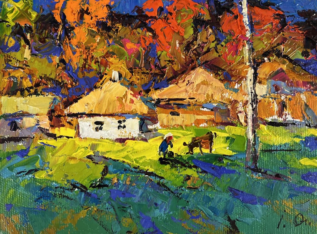 Oil painting Evening in the picturesque village Oleksiy Ivanyuk - 3