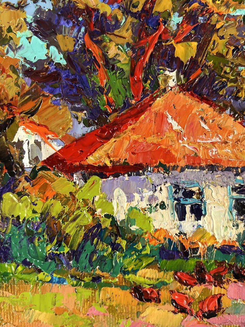 Oil painting Autumn in the Cozy Village Oksana Ivanyuk - 4