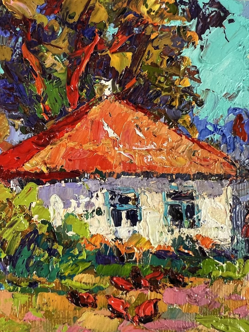 Oil painting Autumn in the Cozy Village Oksana Ivanyuk - 6