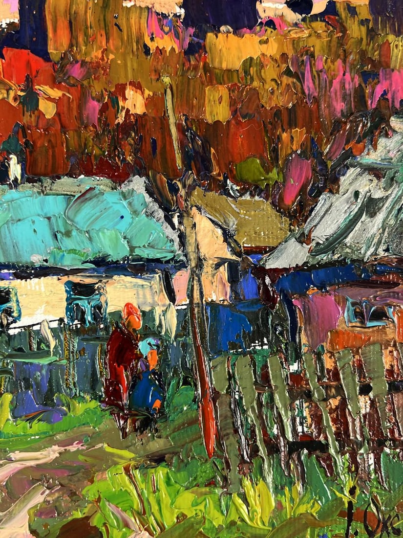 Oil painting Evening among the Houses in the Village Oksana Ivanyuk - 10