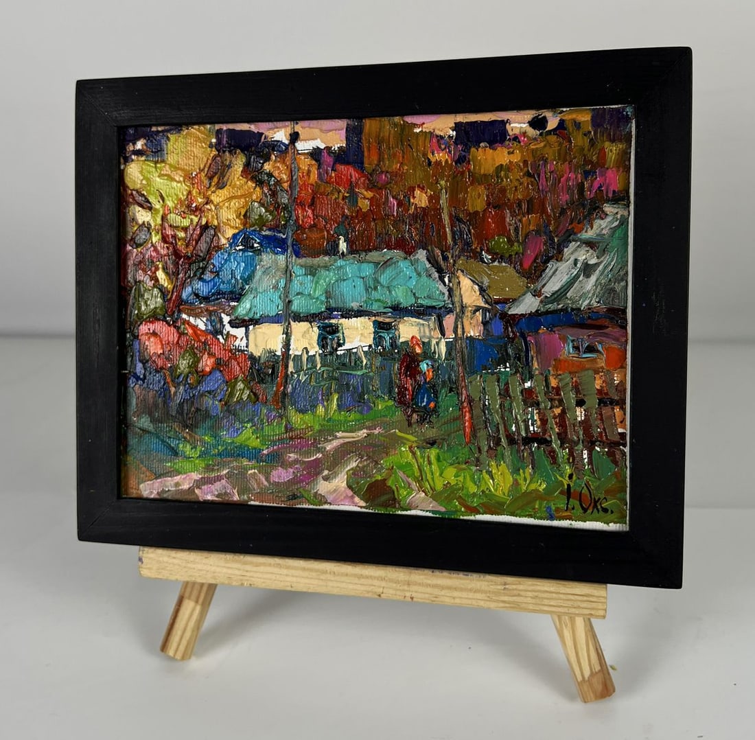 Oil painting Evening among the Houses in the Village Oksana Ivanyuk - 2