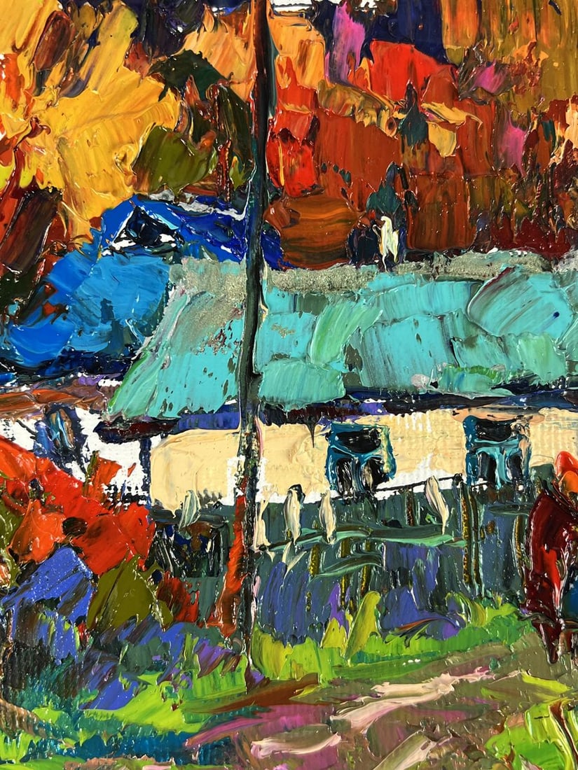 Oil painting Evening among the Houses in the Village Oksana Ivanyuk - 4