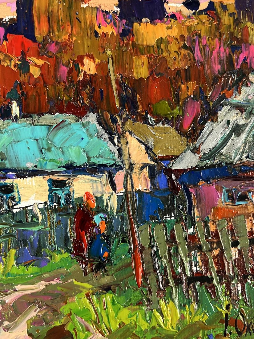 Oil painting Evening among the Houses in the Village Oksana Ivanyuk - 9