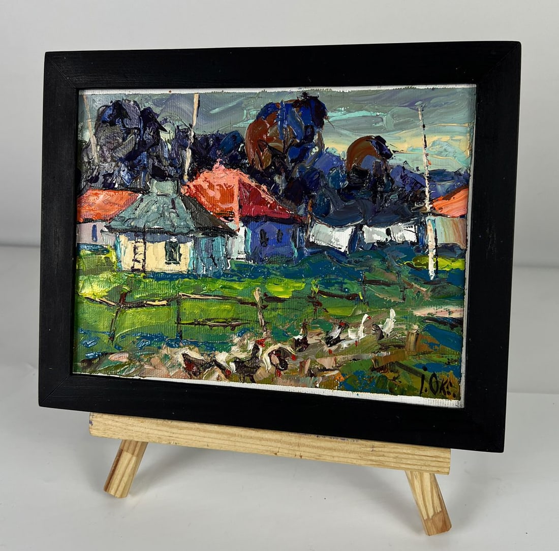 Oil painting Geese Walking Through the Village Oksana Ivanyuk - 2