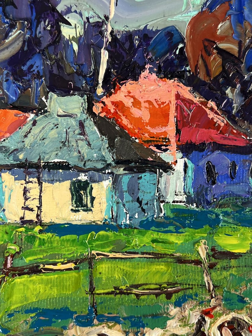 Oil painting Geese Walking Through the Village Oksana Ivanyuk - 4