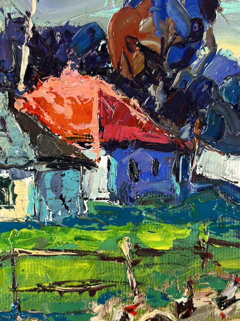 Oil painting Geese Walking Through the Village Oksana Ivanyuk - 6