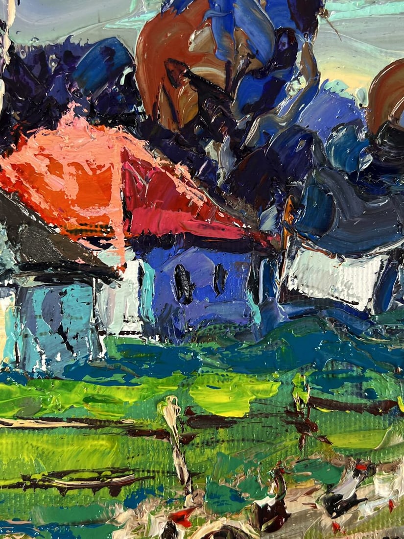 Oil painting Geese Walking Through the Village Oksana Ivanyuk - 7