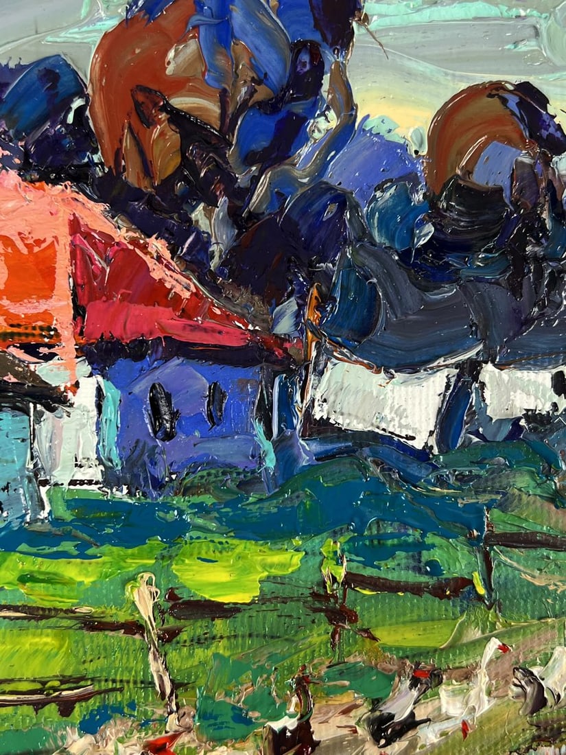 Oil painting Geese Walking Through the Village Oksana Ivanyuk - 8