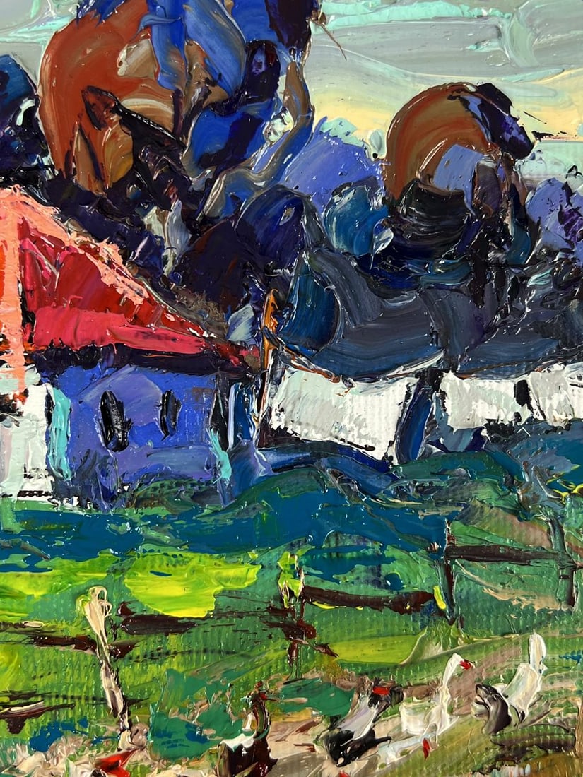 Oil painting Geese Walking Through the Village Oksana Ivanyuk - 9