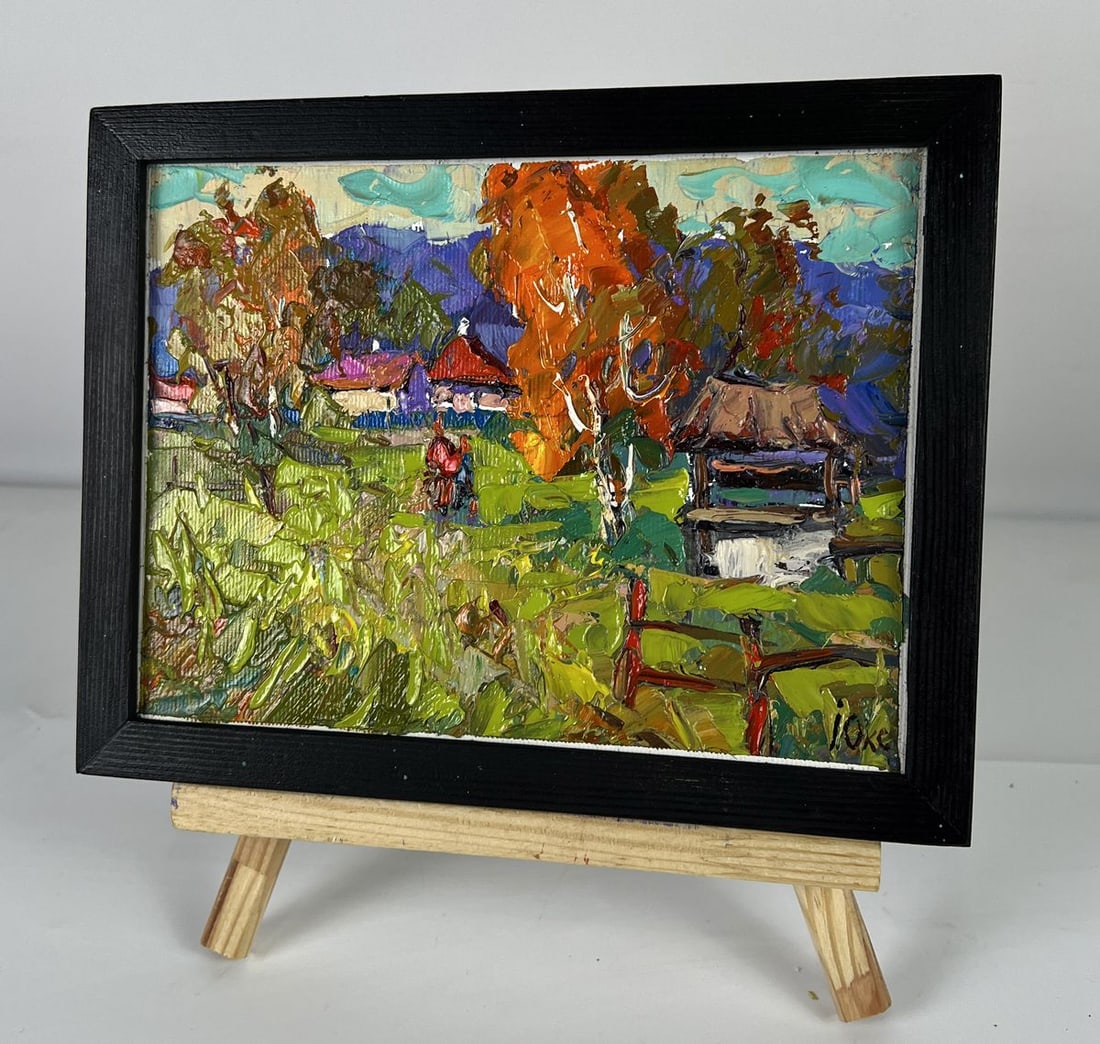 Oil painting Autumn in a Distant Cozy Village Oksana Ivanyuk - 2