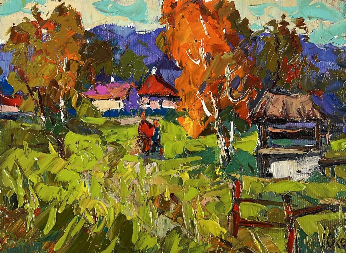 Oil painting Autumn in a Distant Cozy Village Oksana Ivanyuk - 3
