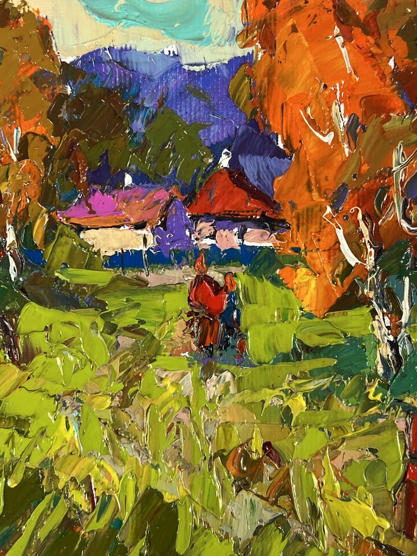 Oil painting Autumn in a Distant Cozy Village Oksana Ivanyuk - 4