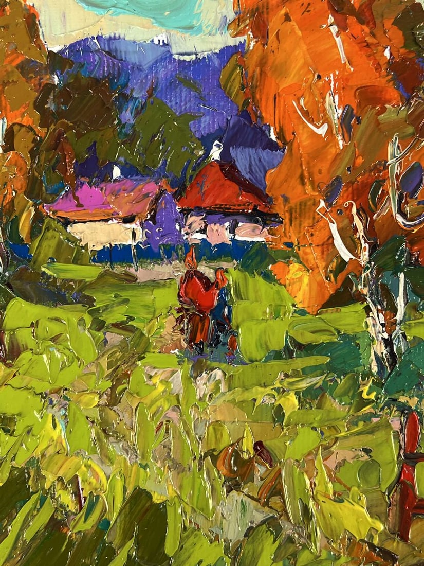 Oil painting Autumn in a Distant Cozy Village Oksana Ivanyuk - 5
