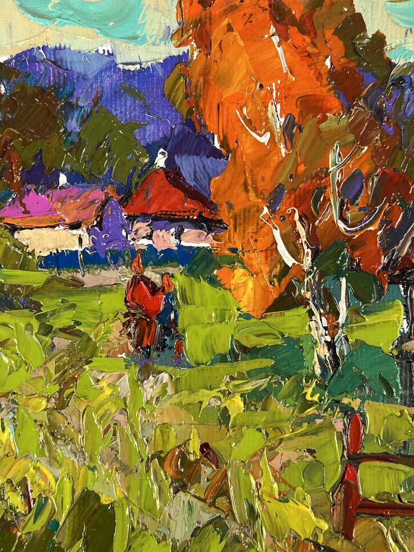 Oil painting Autumn in a Distant Cozy Village Oksana Ivanyuk - 6