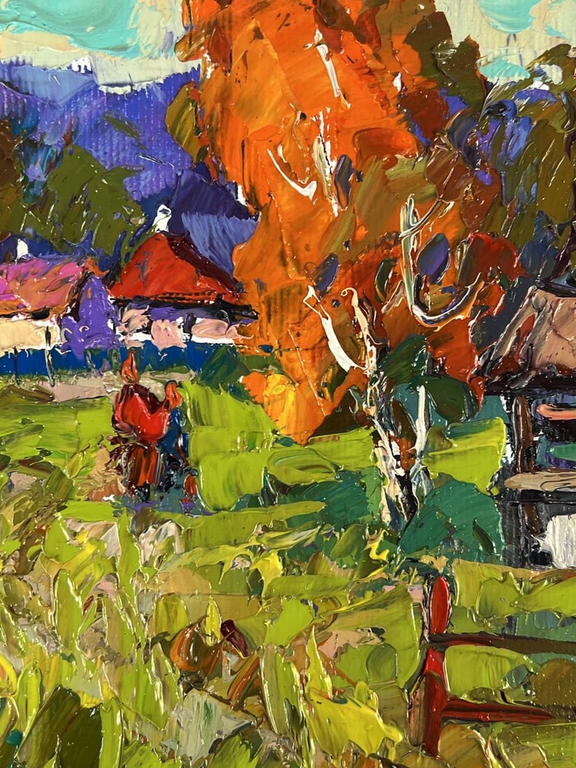 Oil painting Autumn in a Distant Cozy Village Oksana Ivanyuk - 7