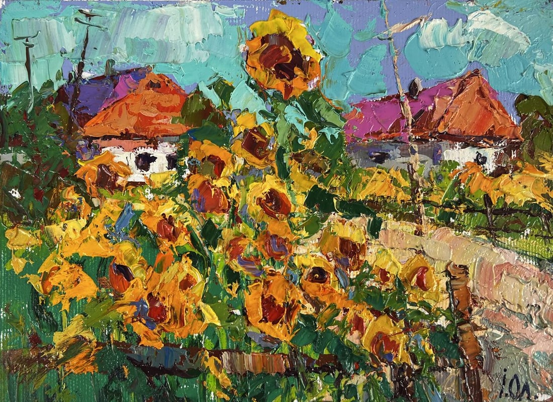 Oil painting Sunflowers will ripen in the Village Oleksiy Ivanyuk - 3