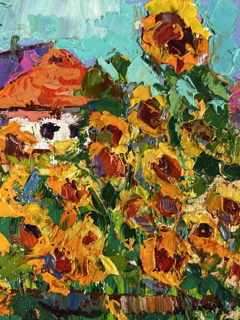 Oil painting Sunflowers will ripen in the Village Oleksiy Ivanyuk - 4