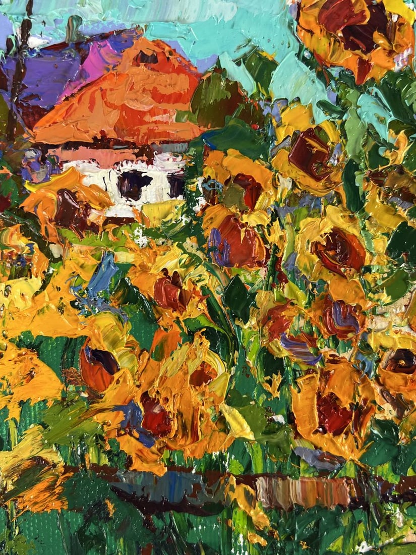 Oil painting Sunflowers will ripen in the Village Oleksiy Ivanyuk - 5