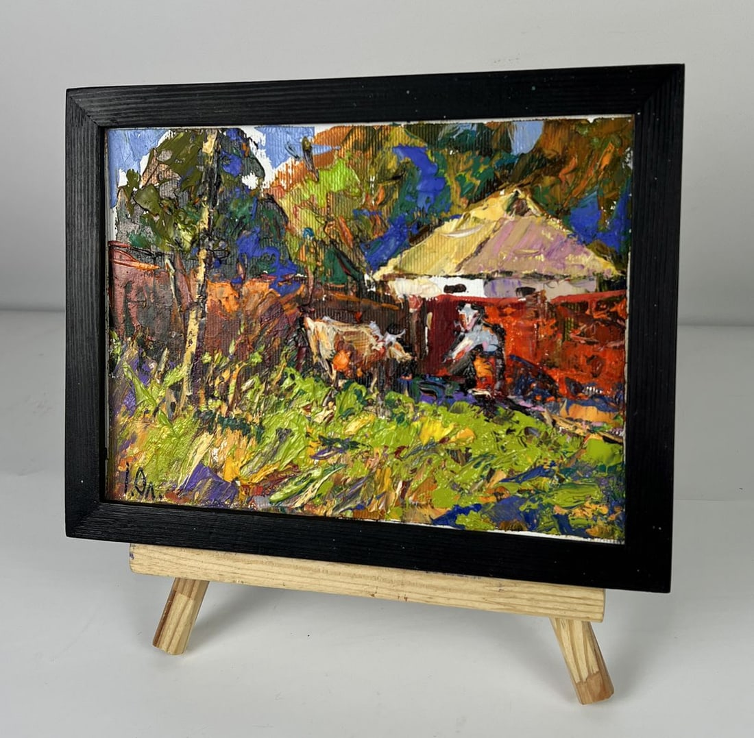 Oil painting Cows After Pasture Near Yard Oleksiy Ivanyuk - 2