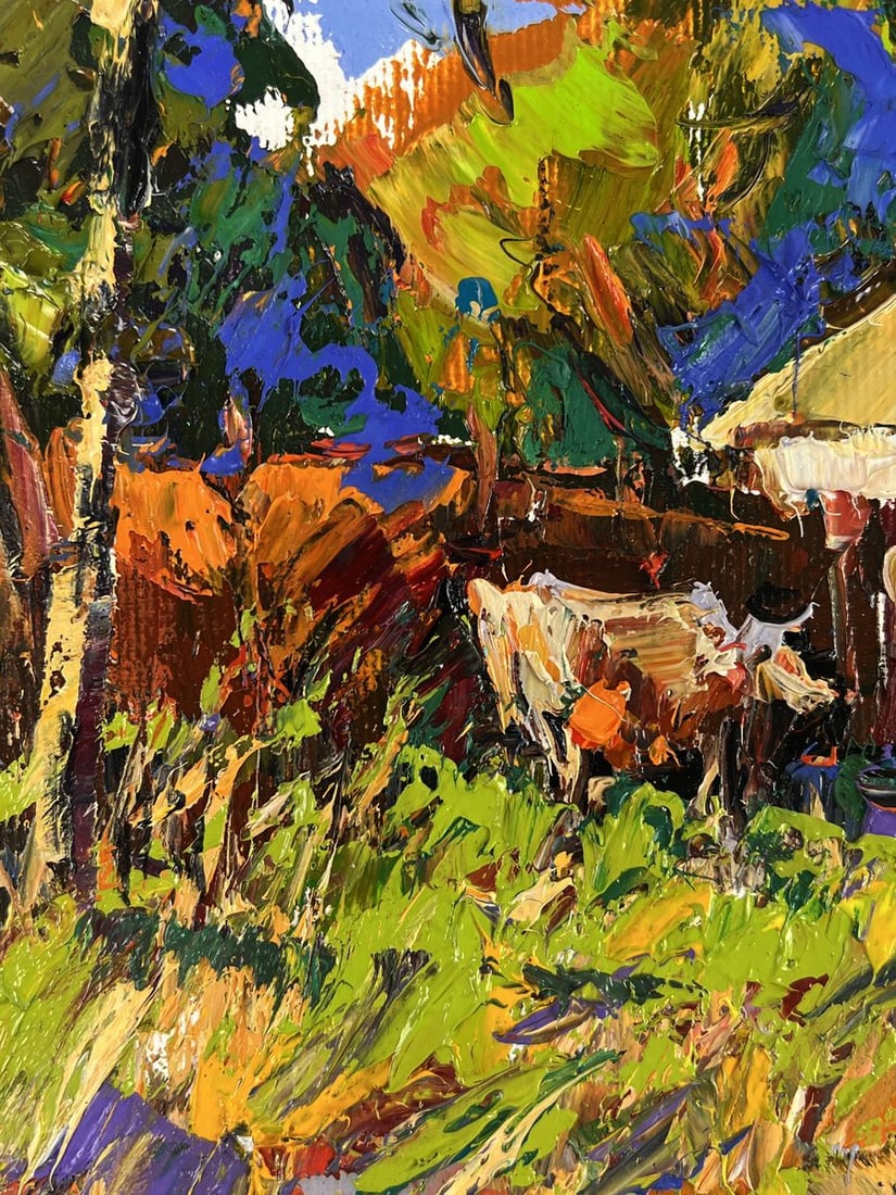 Oil painting Cows After Pasture Near Yard Oleksiy Ivanyuk - 4