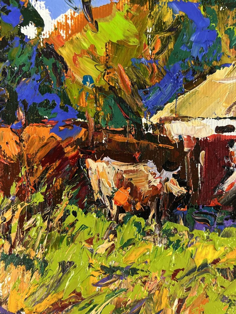 Oil painting Cows After Pasture Near Yard Oleksiy Ivanyuk - 6