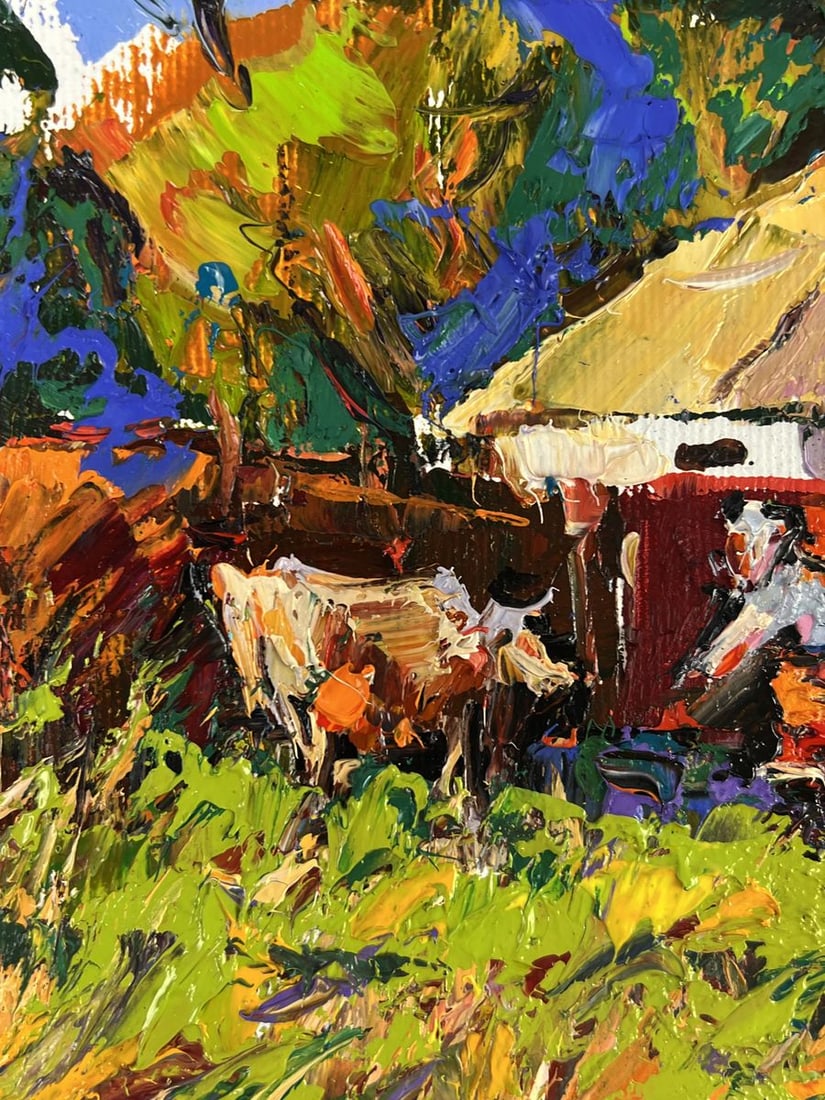 Oil painting Cows After Pasture Near Yard Oleksiy Ivanyuk - 7