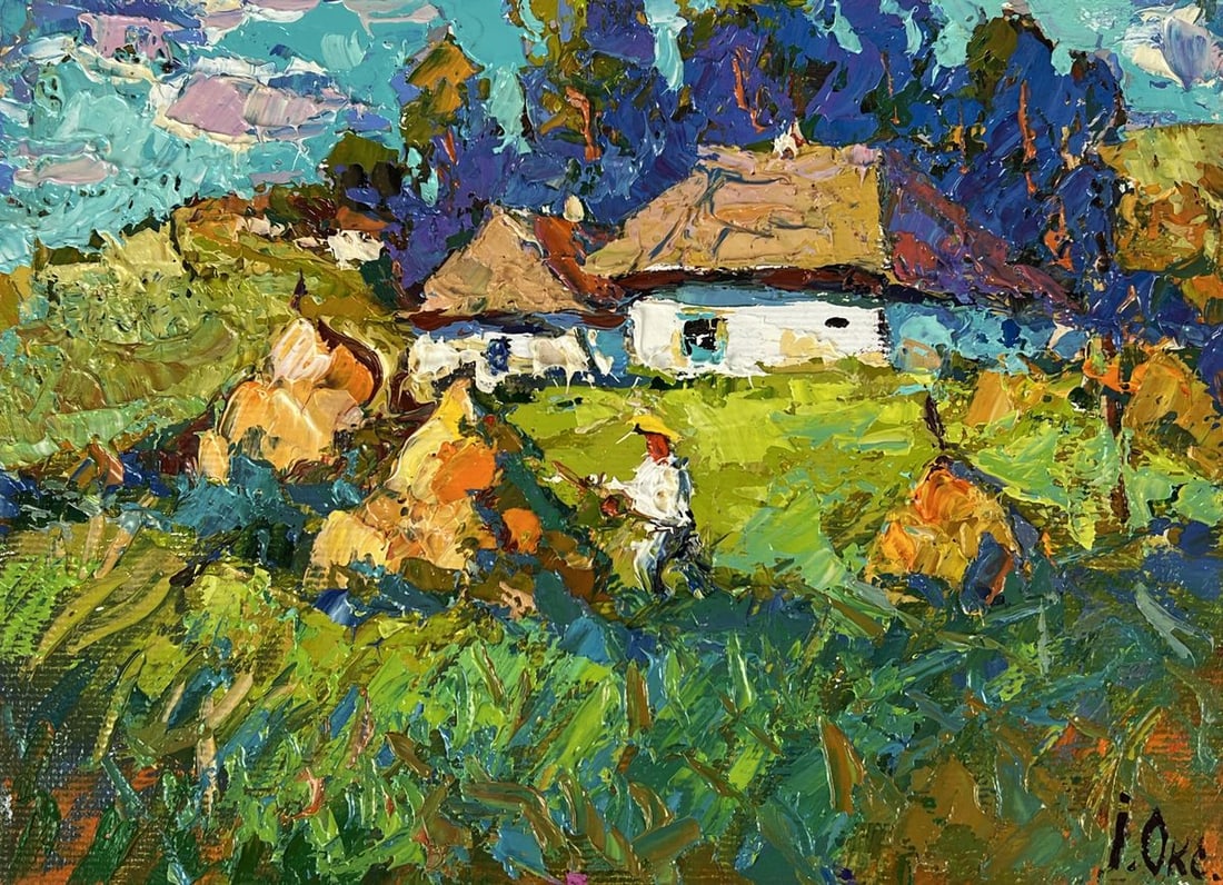 Oil painting The Ultimate Hut in the Sunset Village Oksana Ivanyuk - 3