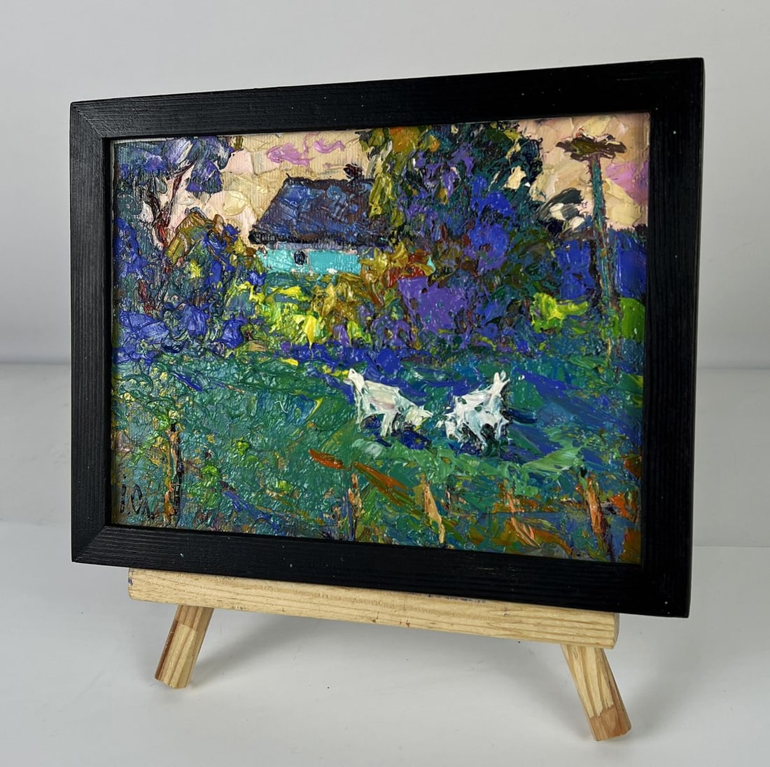 Oil painting Goats Grazing Near the Yard Oleksiy Ivanyuk - 2