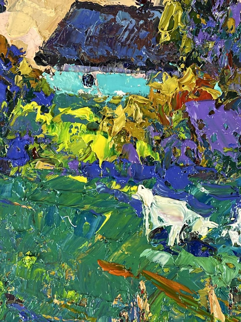Oil painting Goats Grazing Near the Yard Oleksiy Ivanyuk - 6