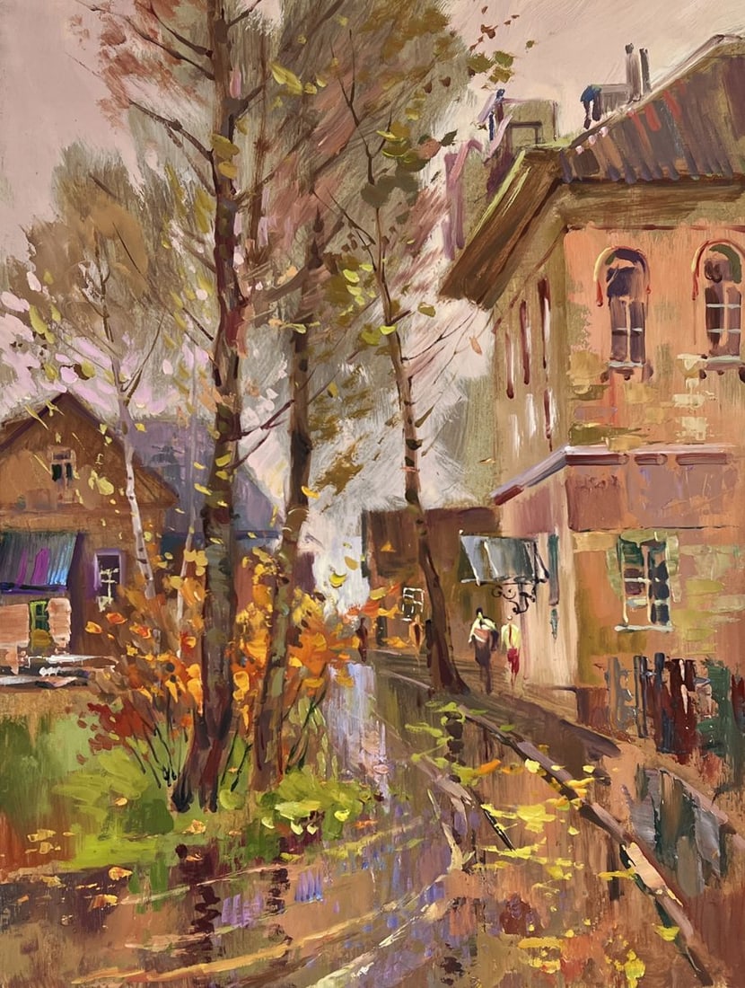 Oil painting Autumn City After the Rain Yuriy Suprunchuk - 3
