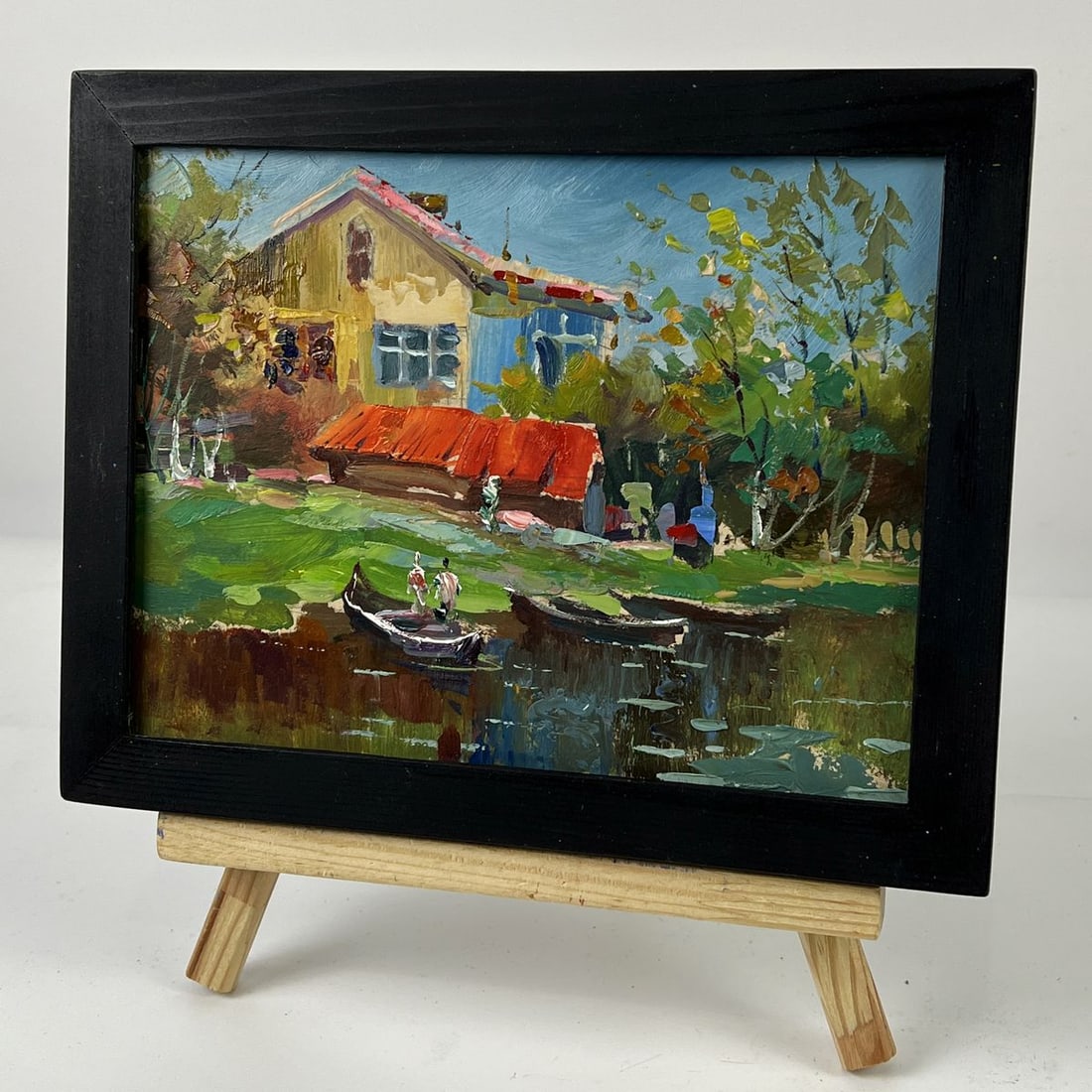 Oil painting House with Boats by the River Yuriy Suprunchuk - 2
