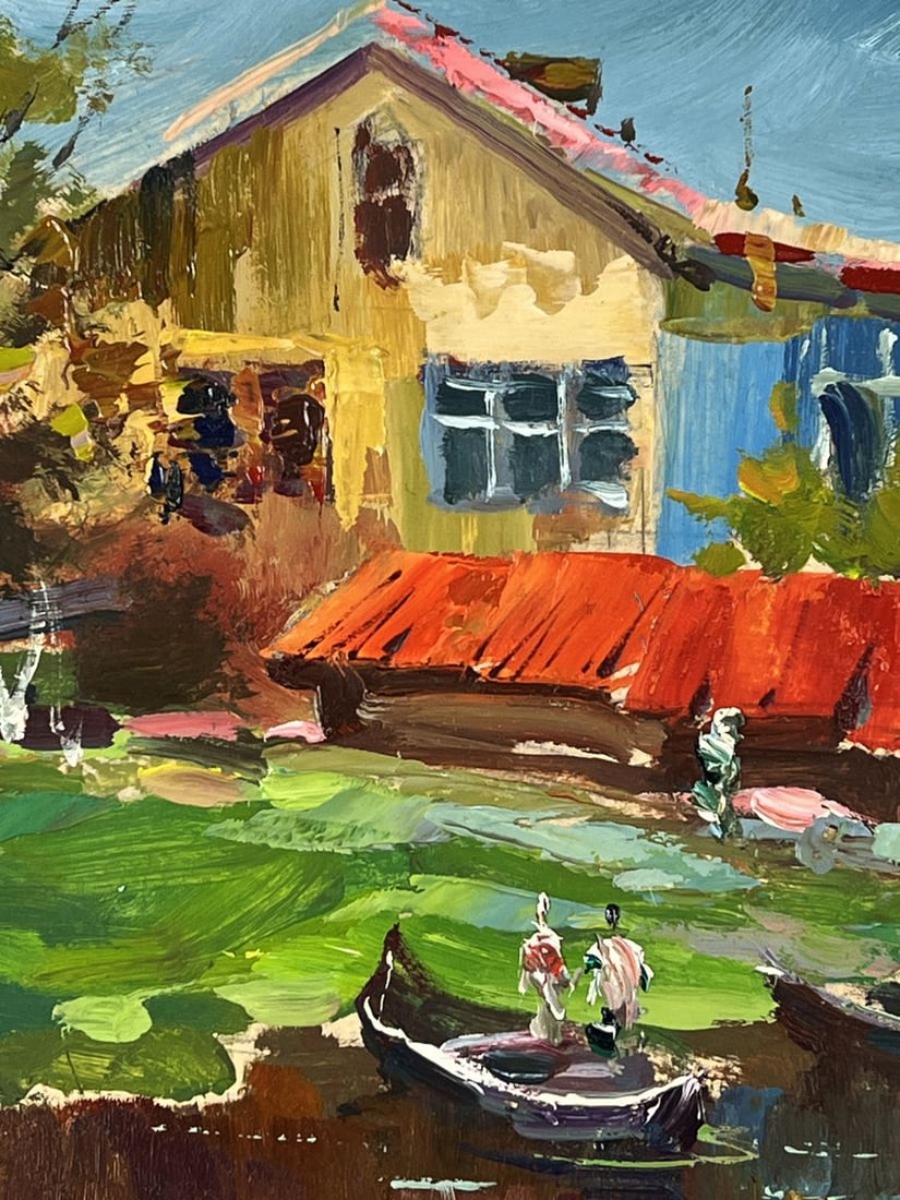 Oil painting House with Boats by the River Yuriy Suprunchuk - 4