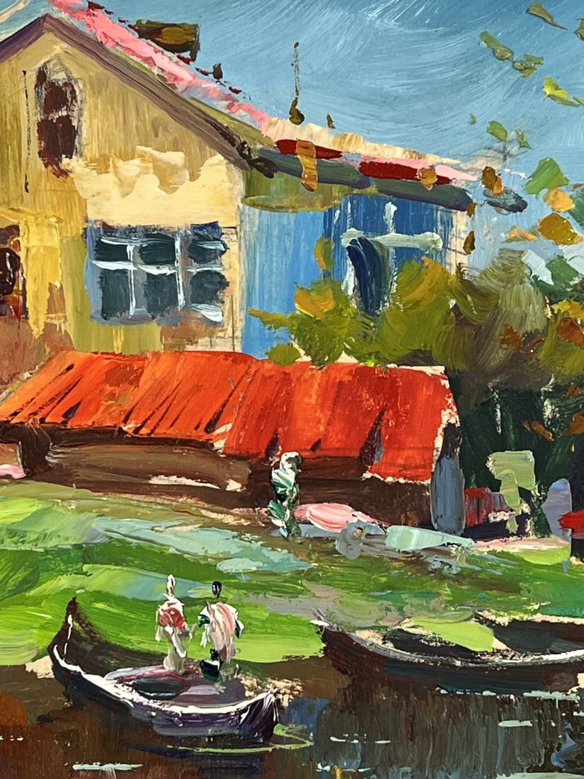 Oil painting House with Boats by the River Yuriy Suprunchuk - 6