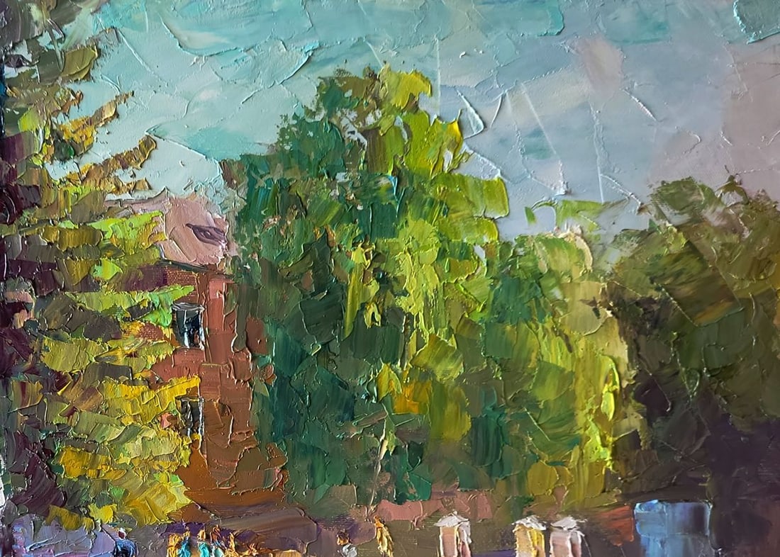 Oil painting City park with a fountain Boris Serdyuk - 7
