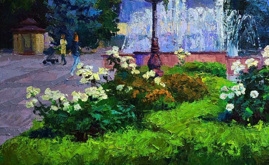 Oil painting City square with fountains Boris Serdyuk - 5