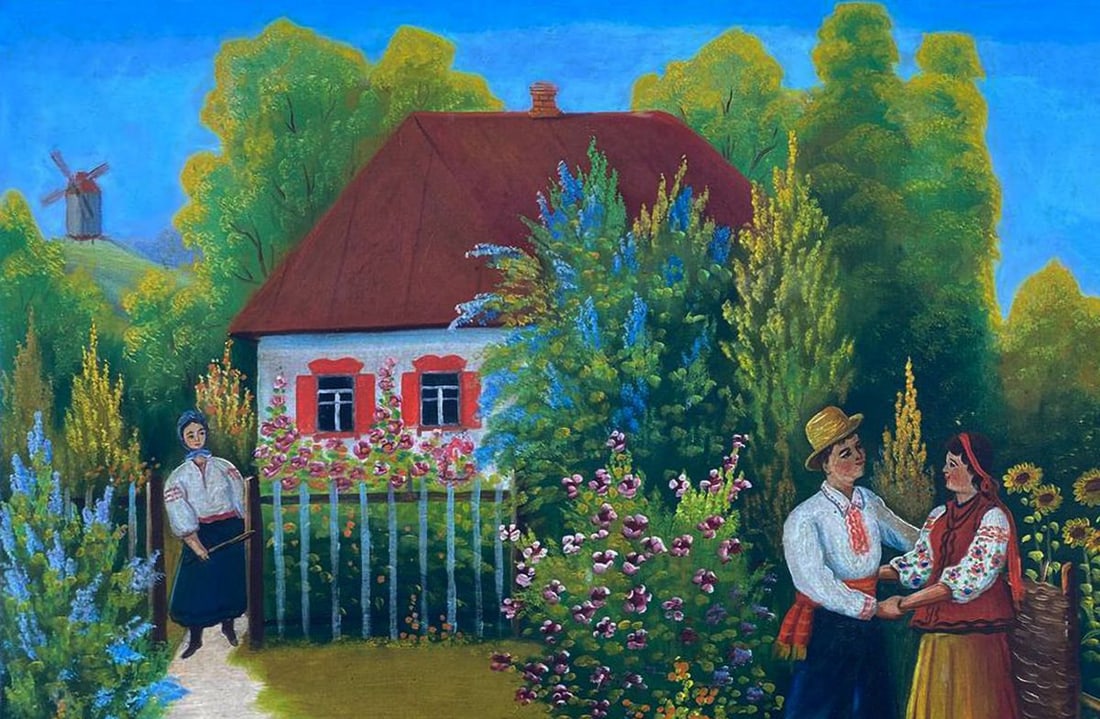 Oil painting Near the bridge Unknown artist - 2