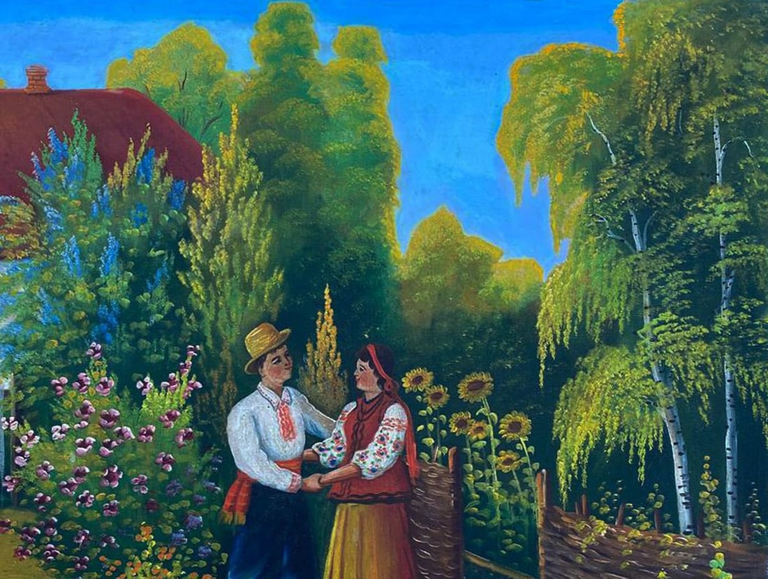 Oil painting Near the bridge Unknown artist - 3