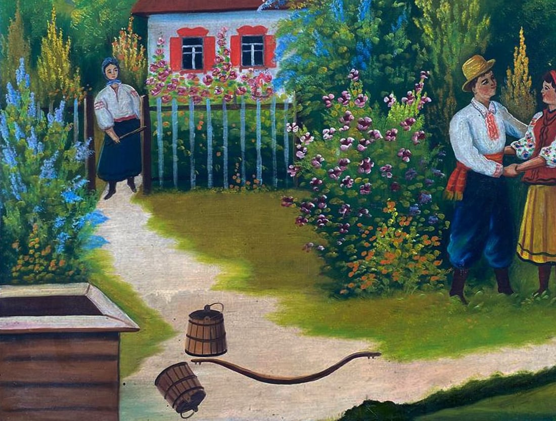 Oil painting Near the bridge Unknown artist - 4
