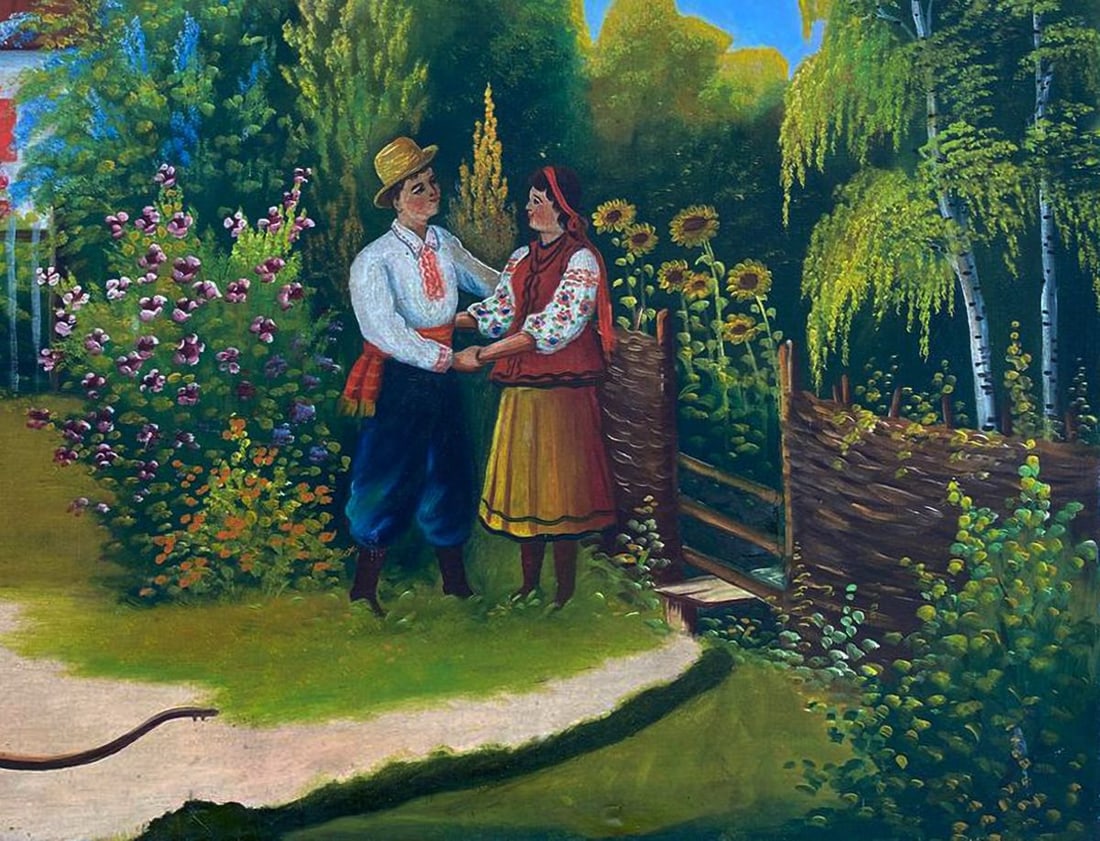 Oil painting Near the bridge Unknown artist - 5