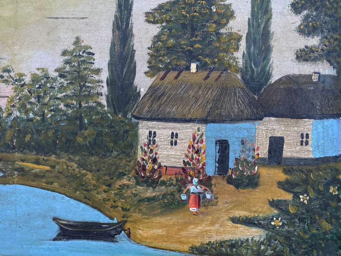 Oil painting With buckets to the house Unknown artist - 3
