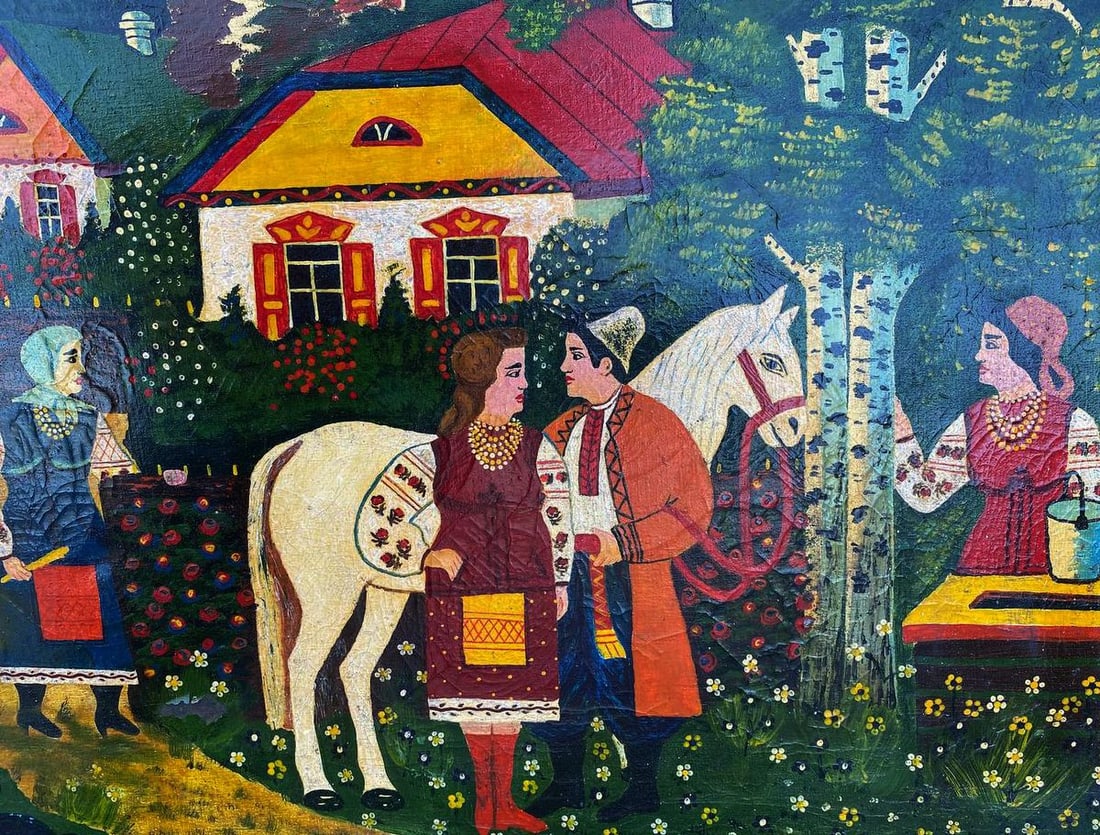Oil painting At the village well Unknown artist - 2