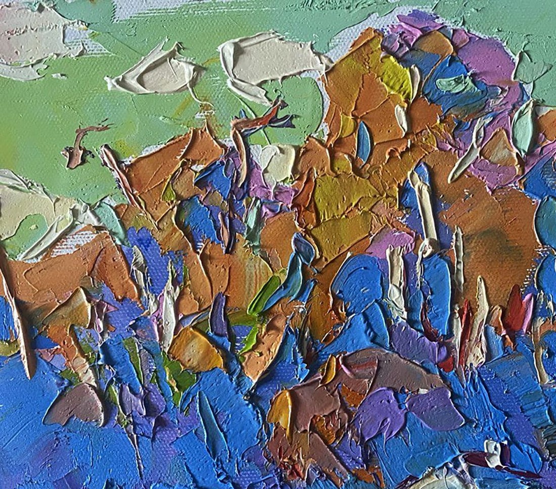 Oil painting Village in the shadow of the forest Alex Kalenyuk - 4
