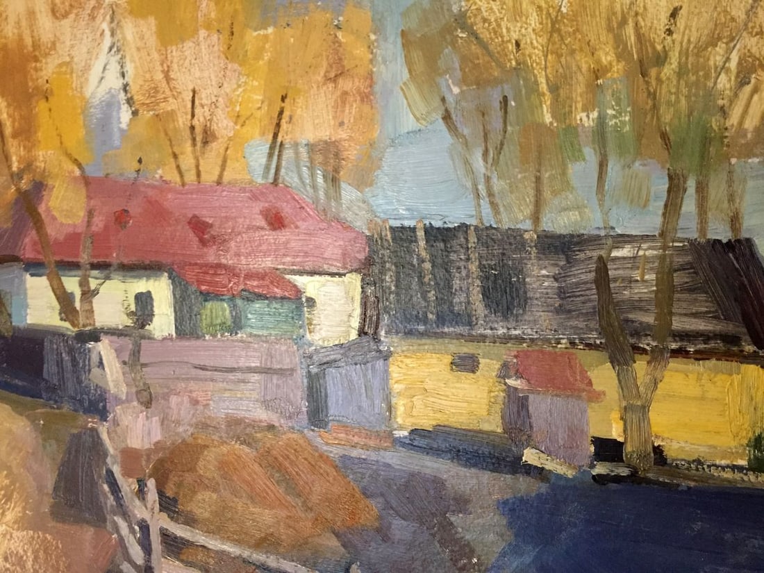Double oil painting Village - 3