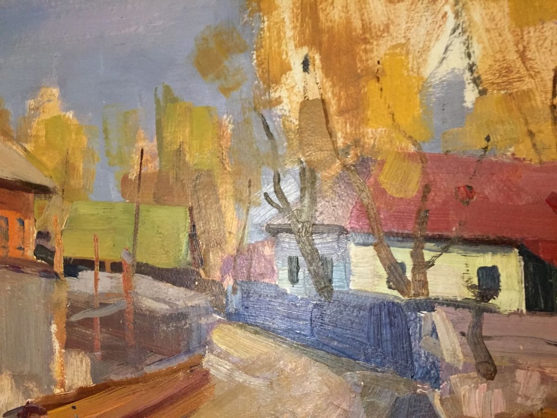 Double oil painting Village - 4
