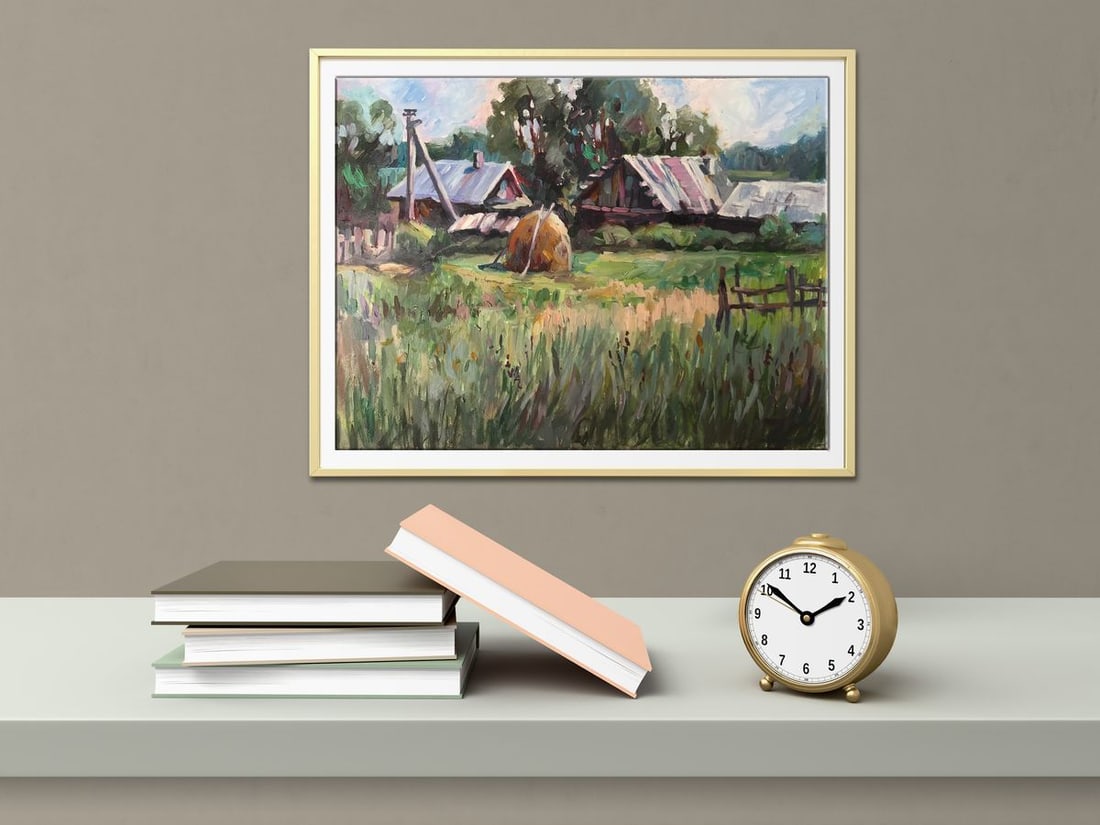Oil painting Village landscape Unknown artist - 2