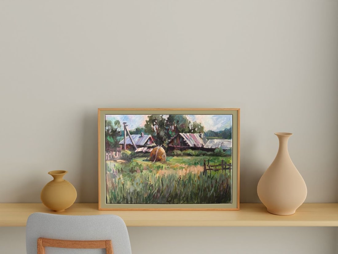 Oil painting Village landscape Unknown artist - 3