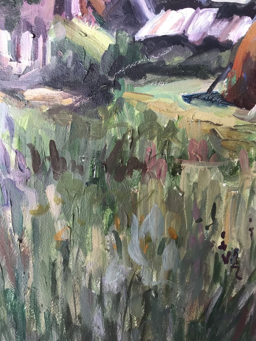Oil painting Village landscape Unknown artist - 5