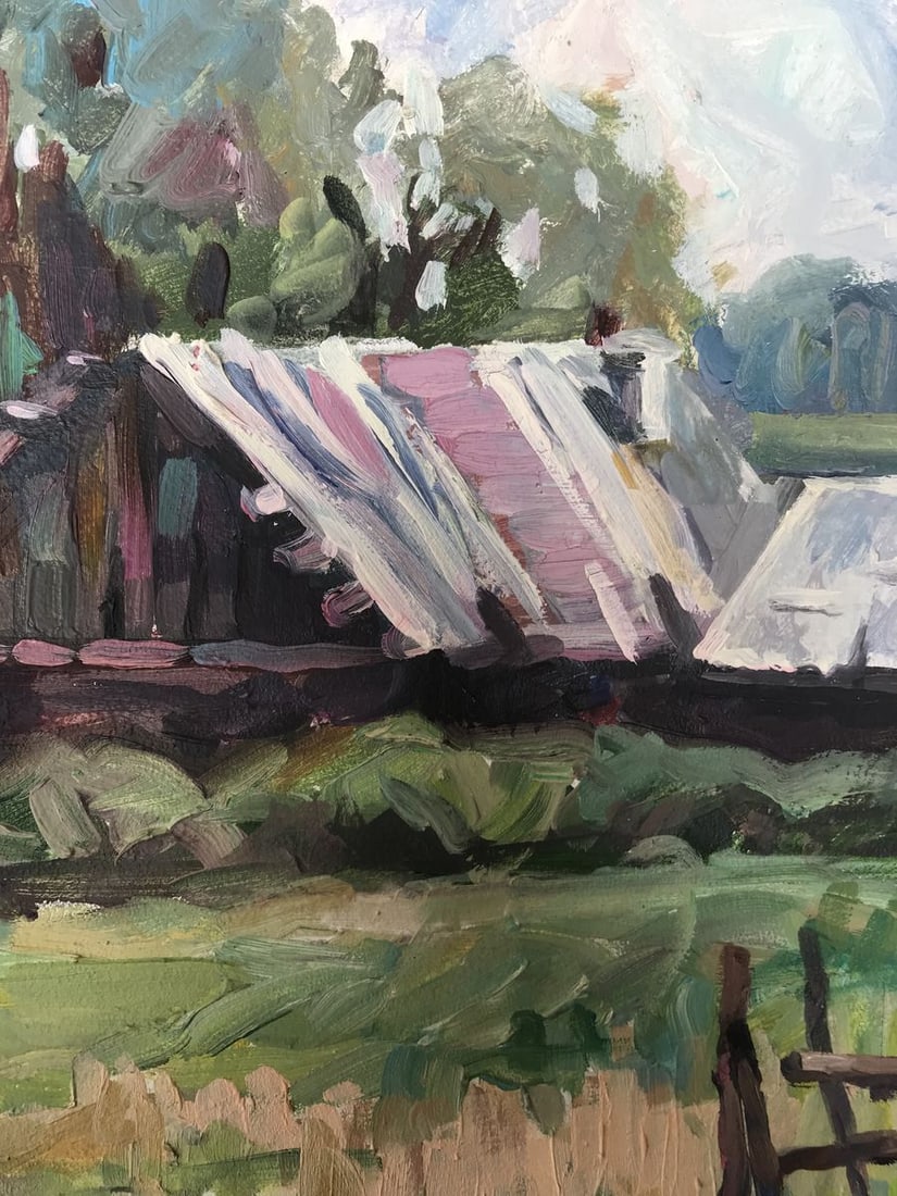 Oil painting Village landscape Unknown artist - 8